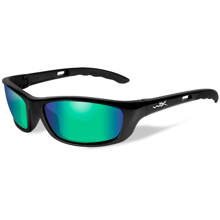 Wiley X P 17 Polarized Sunglasses Emerald Mirror Lens Gloss Black Frame Wxp 17gm Black 2759