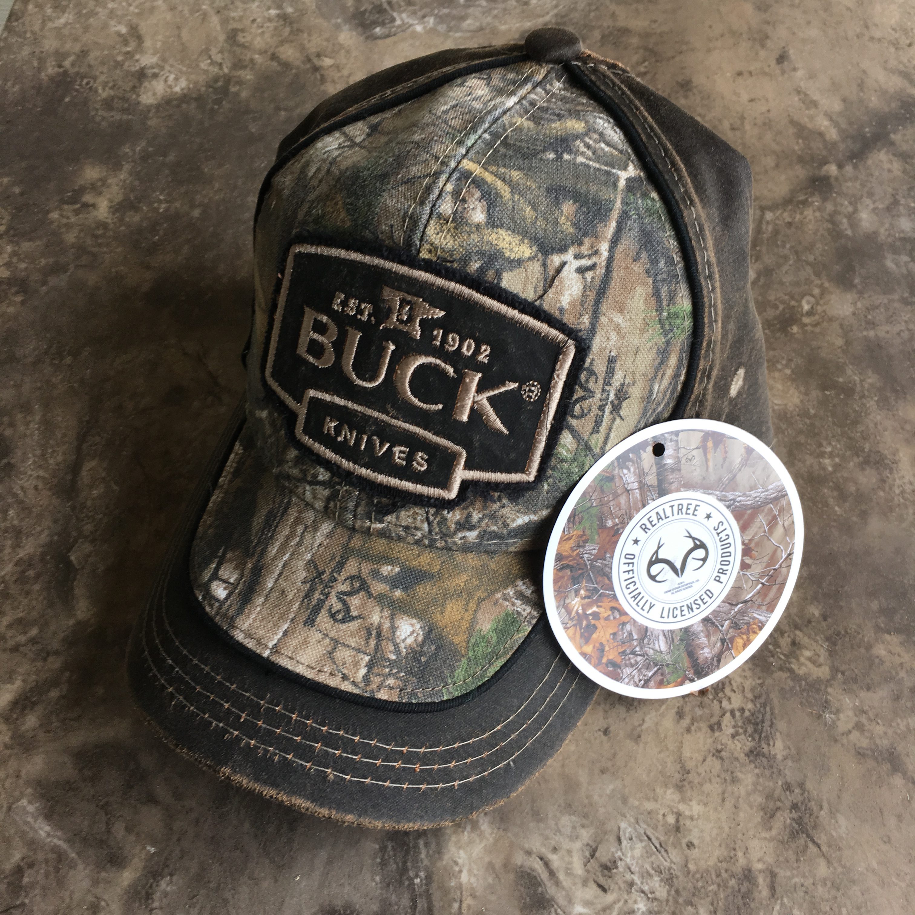 Buck Knives Adult Hat Realtree Xtra Camo Logo Cap Camo & Suede Brown ...