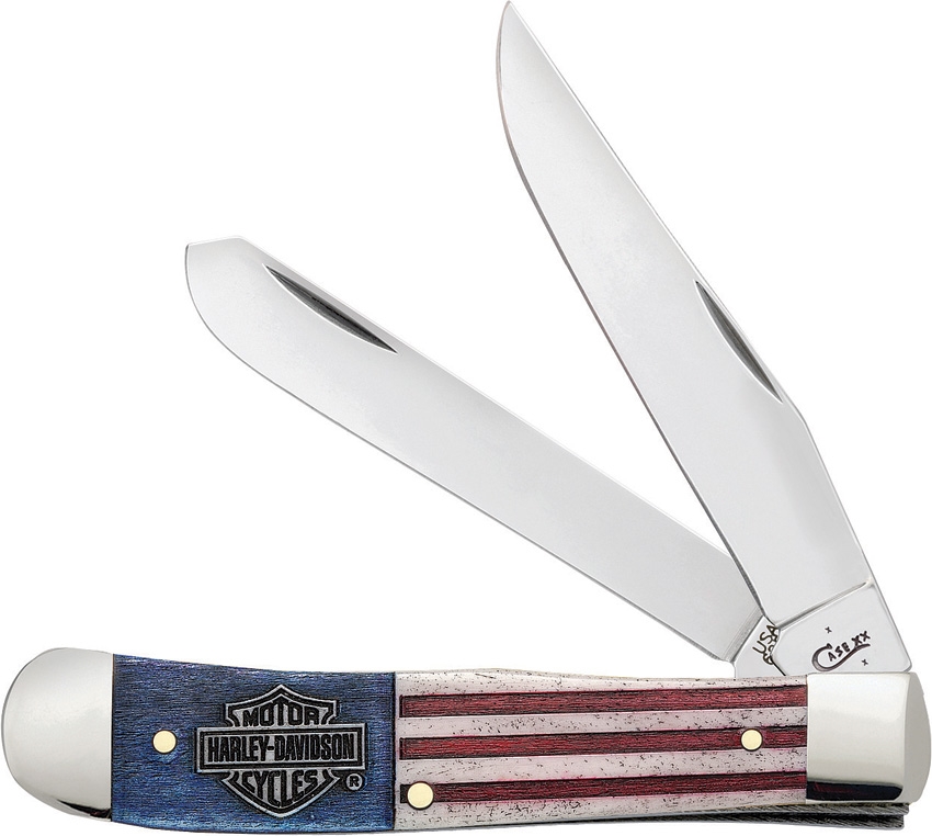 Case 2018 Harley Davidson American Flag Trapper Knife 52199 Black