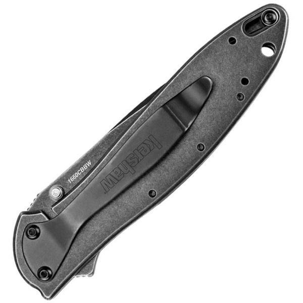 Kershaw Leek Assisted 3 in Blackwash Composite D2/14C28 Plain SS Handle