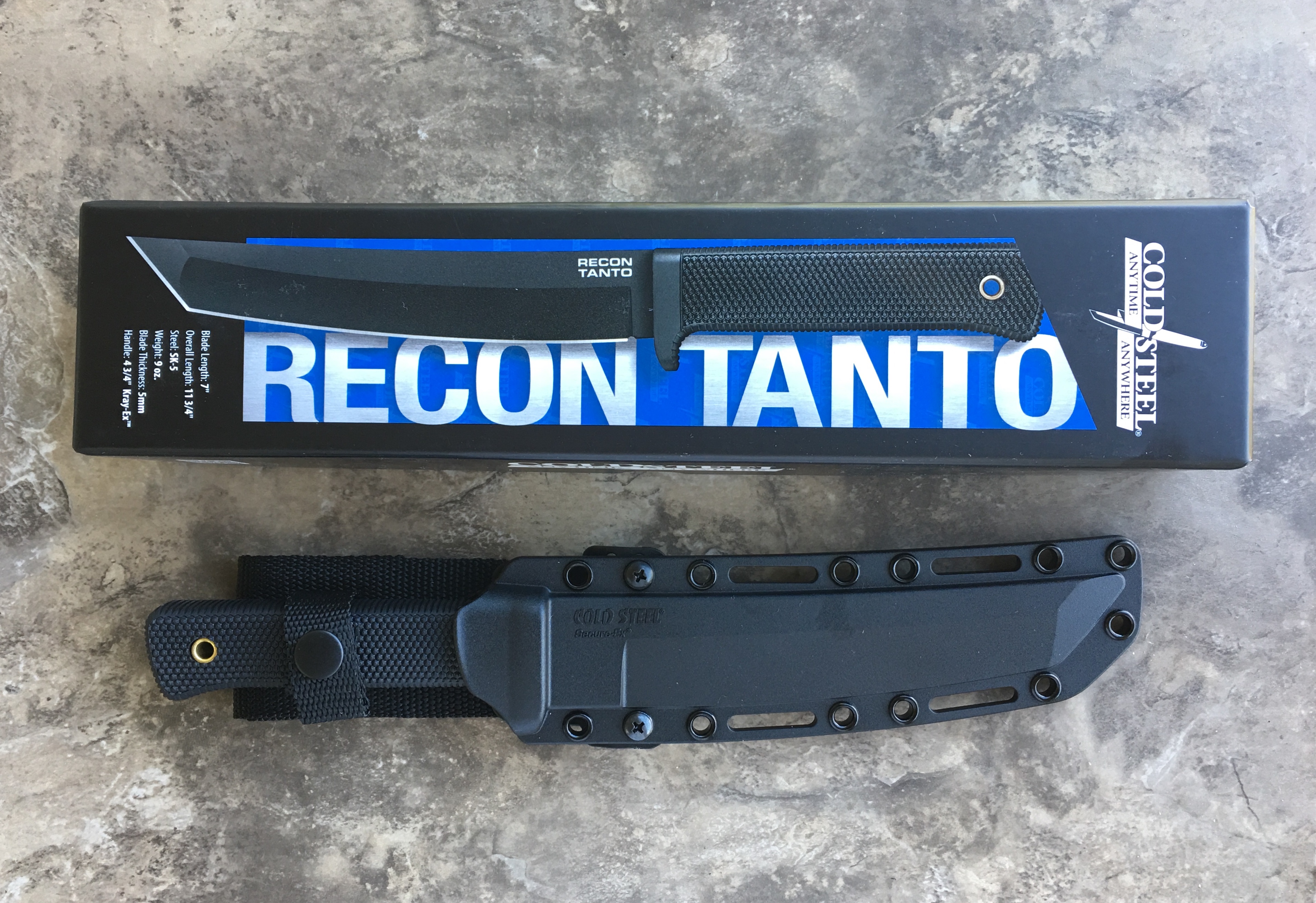 Cold Steel Recon Tanto Fixed 7″ Blade 11 34″ Length Sheath 49lrt