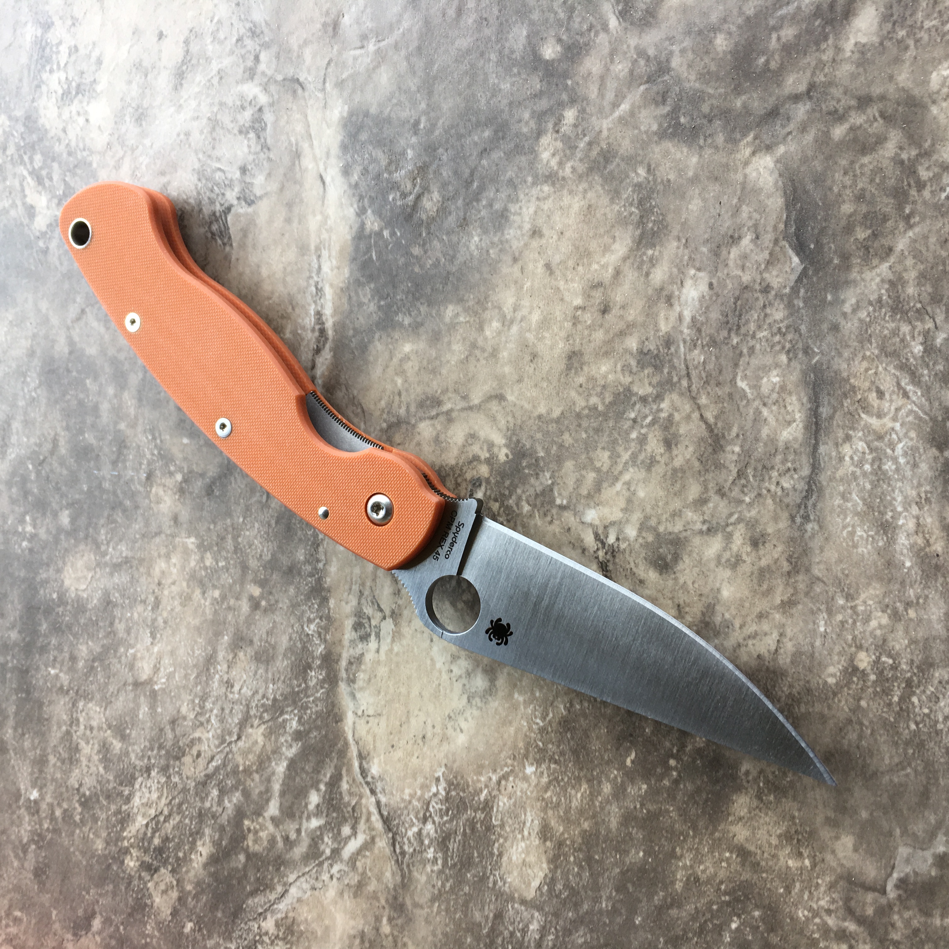 Spyderco Military Model Burnt Orange G-10 CPM REX 45 Sprint Run ...