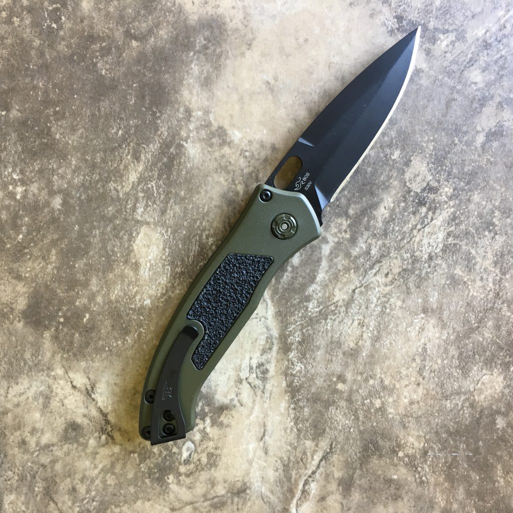 Buck Knives 898 Impact Knife Auto Od Green Black Blade Drop Point 11189