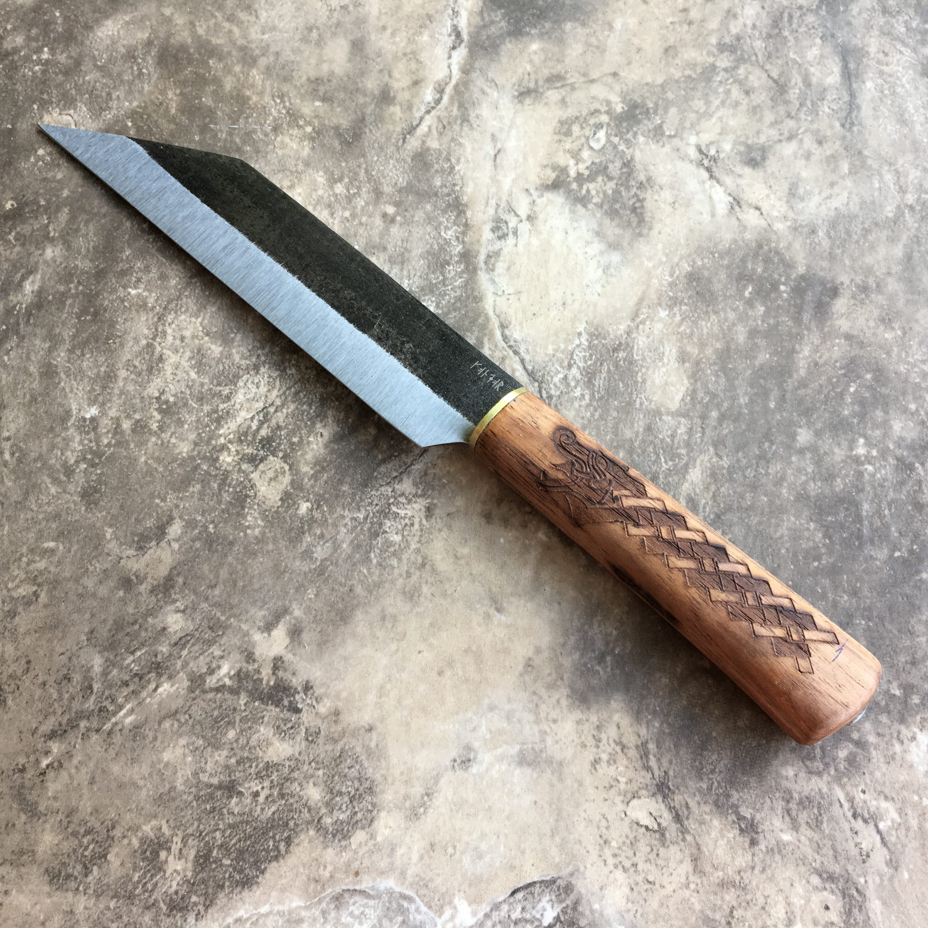 Condor Norse Dragon Seax Knife Fixed 7.03 in Blade Hickory Wood Handle ...