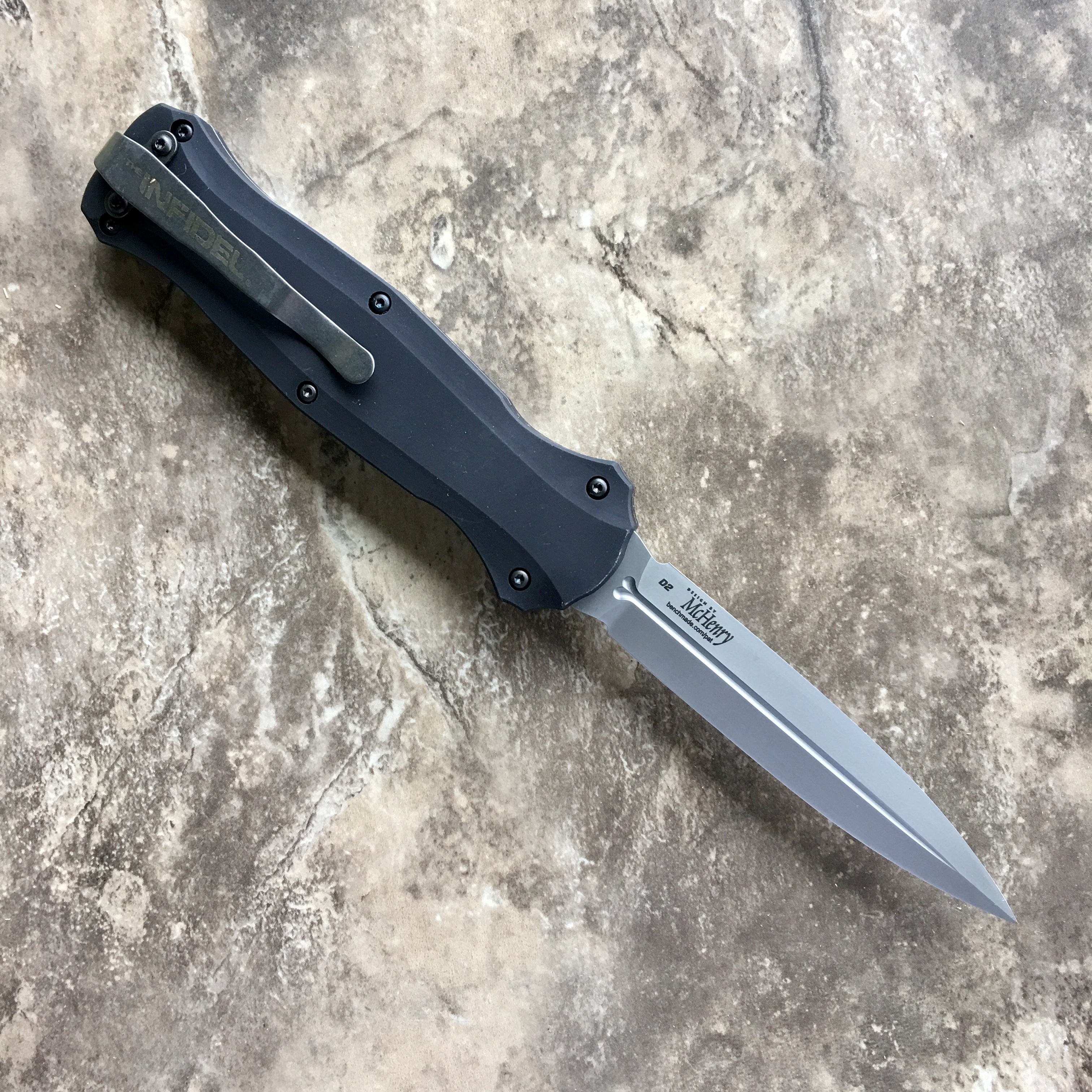 Benchmade INFIDEL Automatic OTF Satin Blade Plain Edge 3.9 in D2 Steel ...