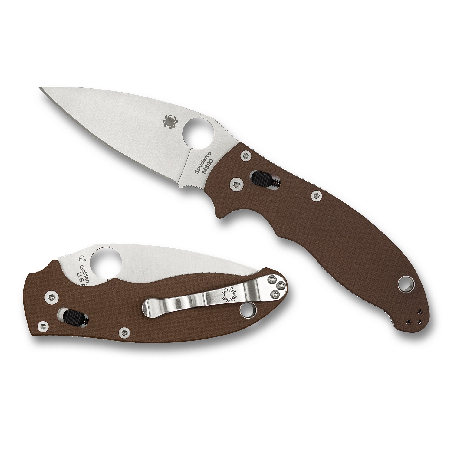 Spyderco Exclusive Manix 2 Folder 3.38 Inch M390 Satin Blade Earth