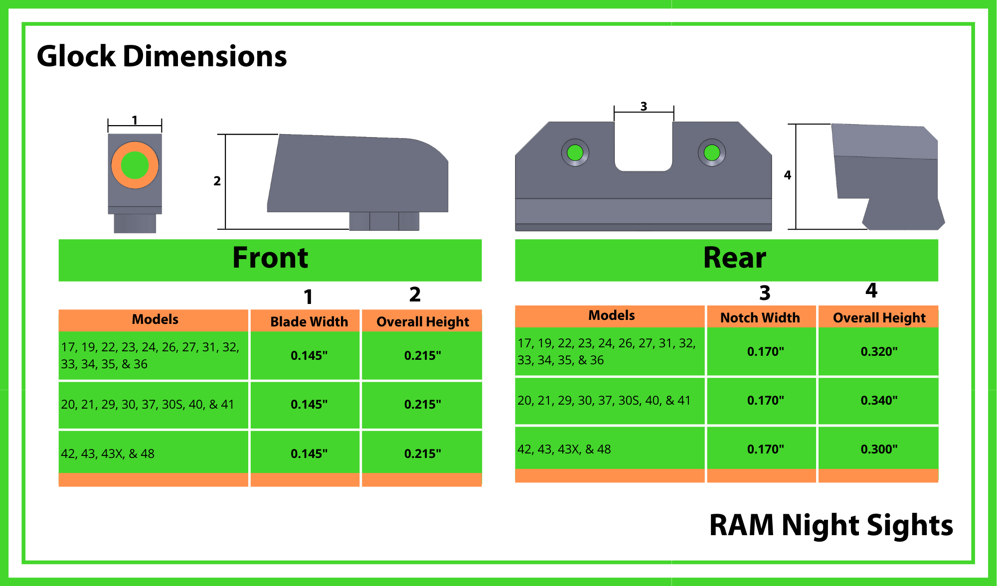 XS Sights RAM Night Sights Green Glock 17 19 22 24 26 27 31 36 38 GL xs-sights-ram-night-sights-green-glock-17-19-22-24-26-27-31-36-38-gl