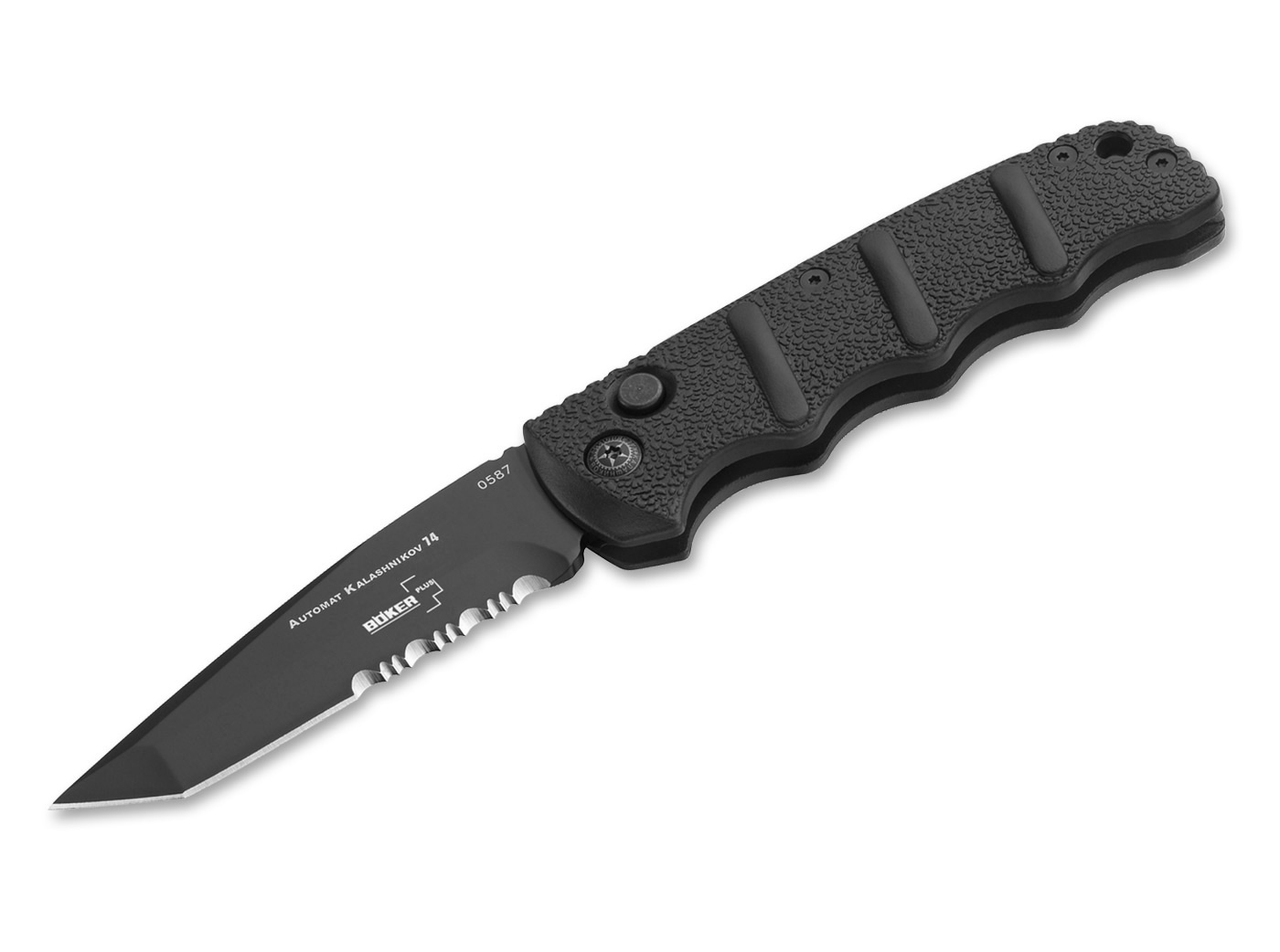 Boker Kalashnikov Tanto Auto Knife AUS-8 Black Combo Blade AKALS74BTS ...