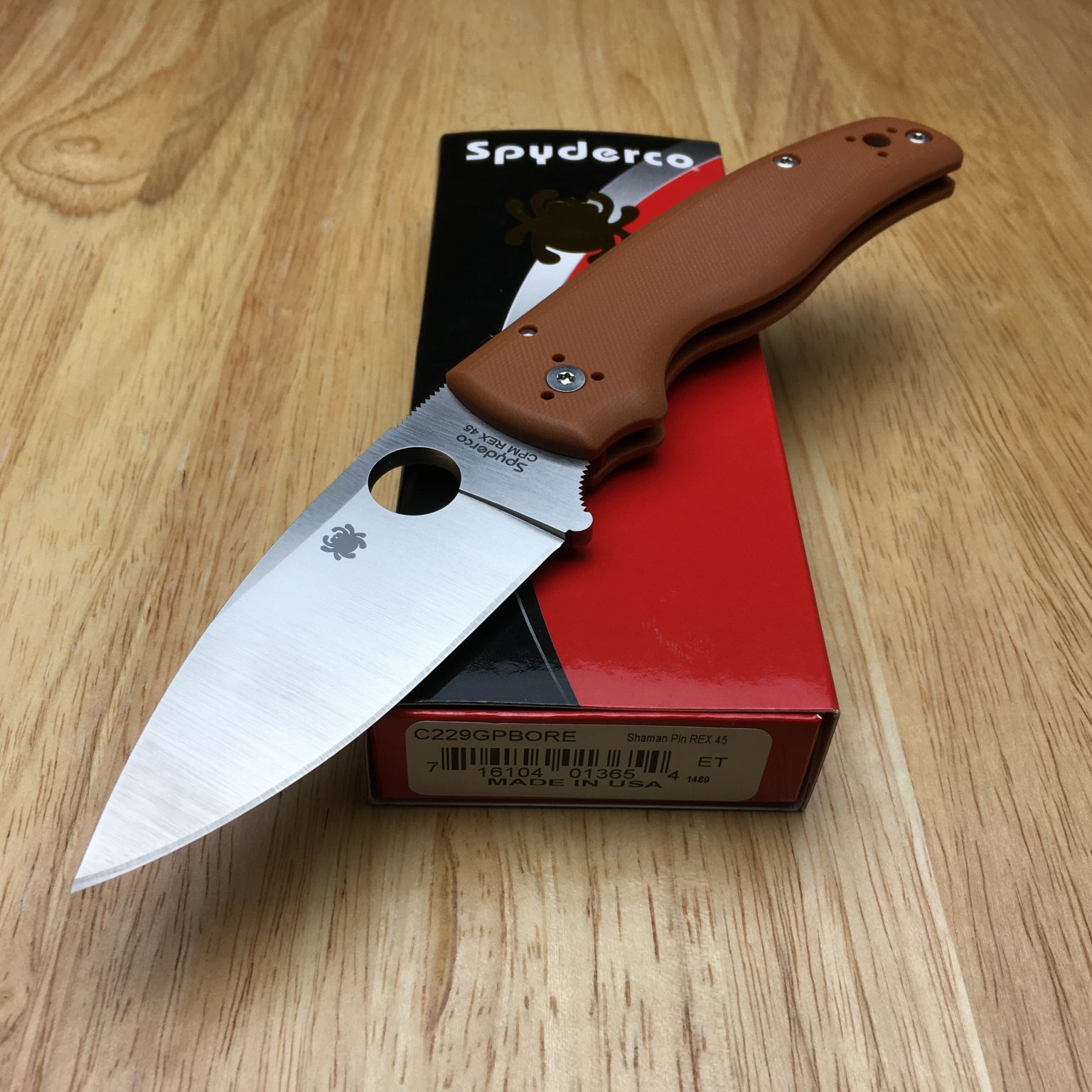 Spyderco Shaman Sprint Run Folding Knife 3.58″ CPMREX 45 Satin Plain