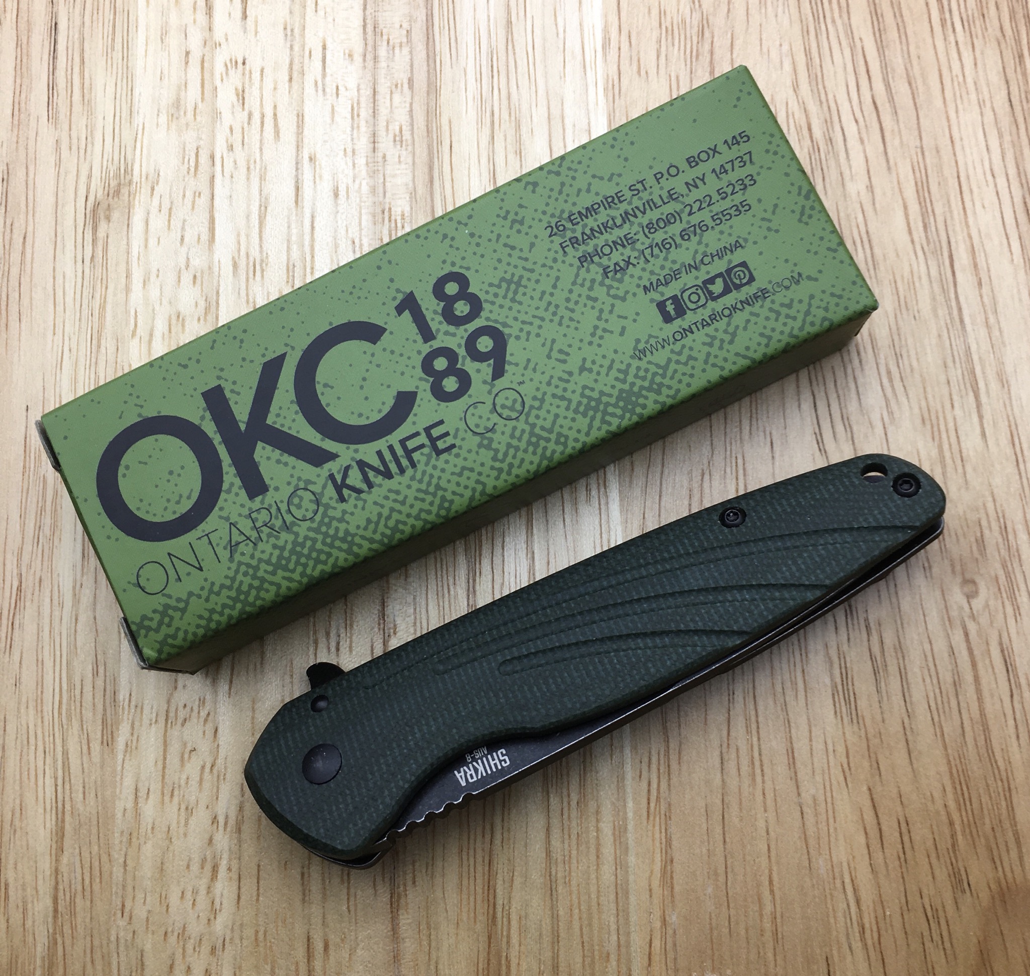 Ontario Knife Company SHIKRA FOLDER 3.2 IN MICARTA TITANIUM HANDLE GREEN  8599GR-Exclusive – Black Wolf Supply