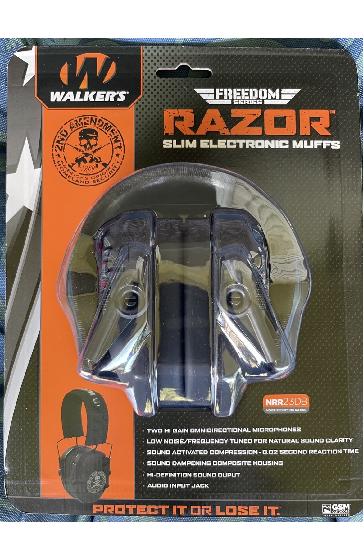 Walker’s Razor Freedom Slim Electronic Earmuff 2nd Amendment Logo GWP ...